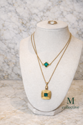 Emerald Luxe Layered Necklace Set | Gold Statement Pendant Necklace | M Collective™