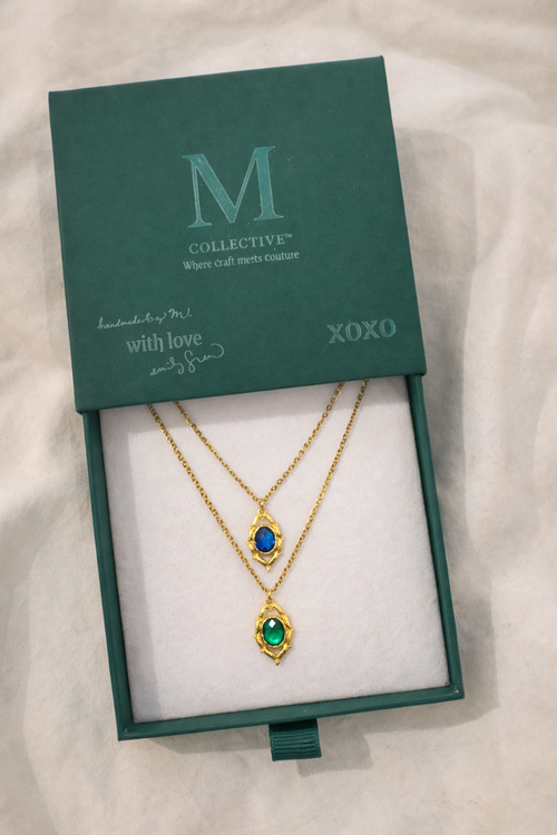 Emerald & Sapphire Luxe Layered Necklace Stack™
Timeless Dual Pendant Statement Set