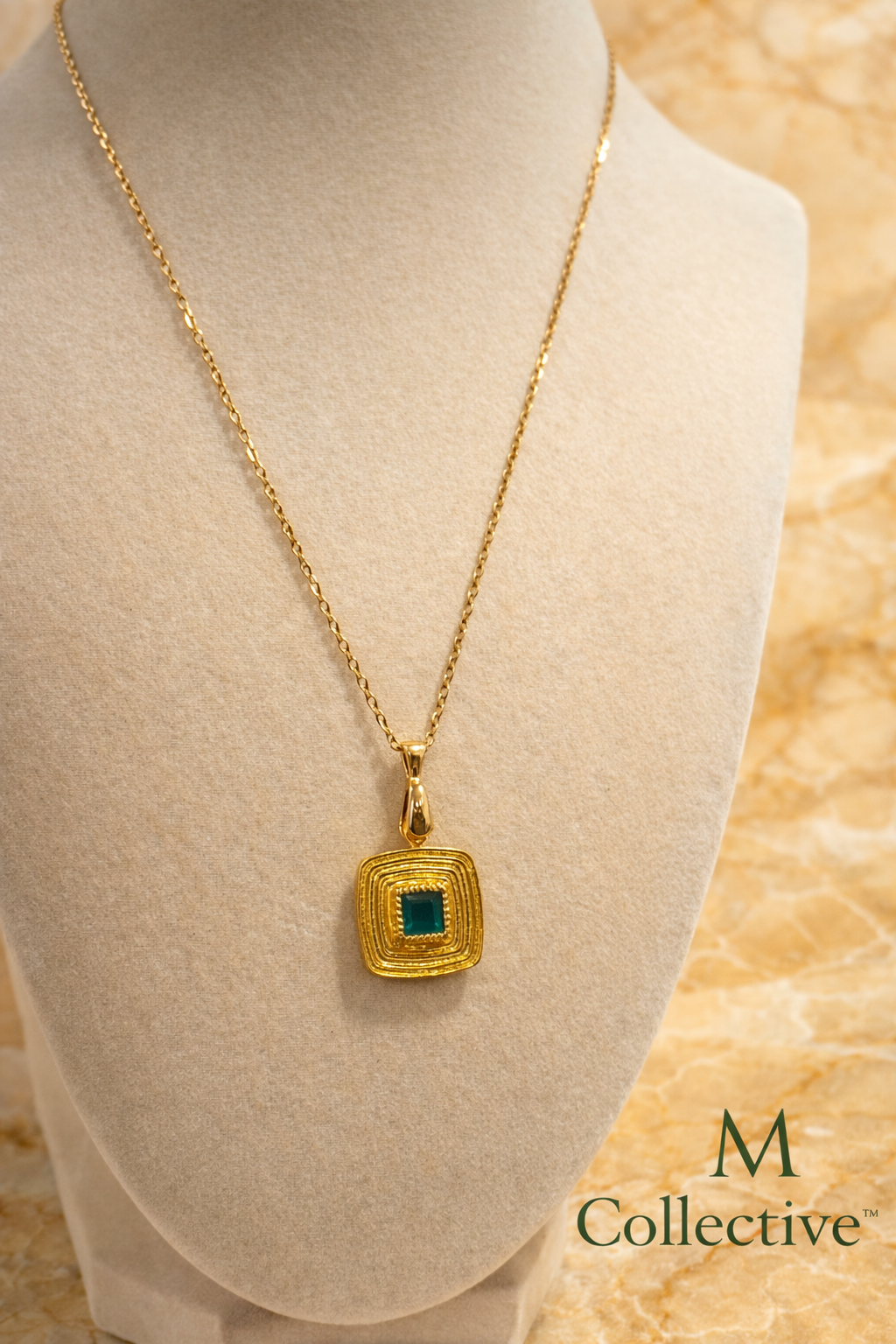 Emerald Luxe Layered Necklace Set | Gold Statement Pendant Necklace | M Collective™