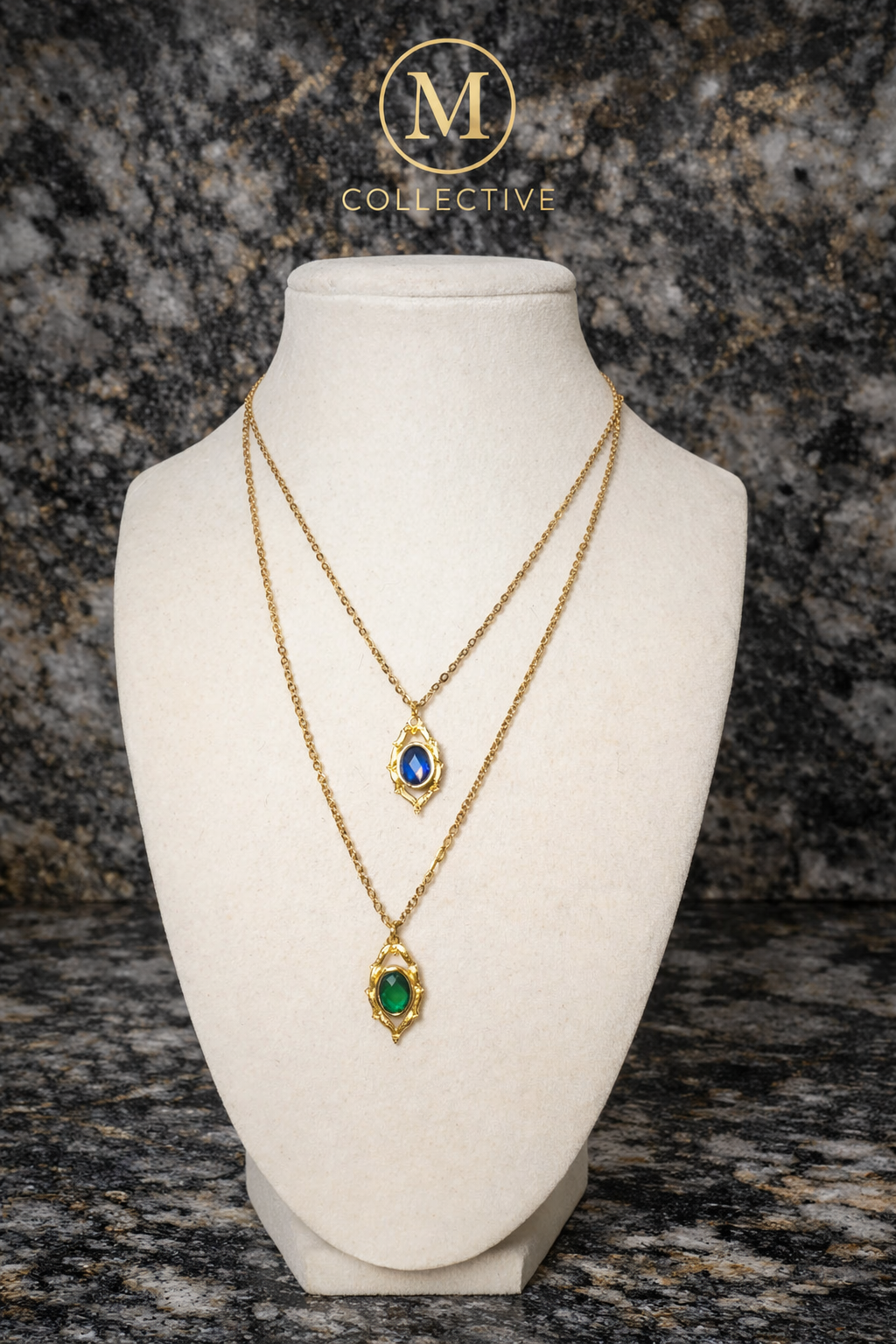Emerald & Sapphire Luxe Layered Necklace Stack™
Timeless Dual Pendant Statement Set