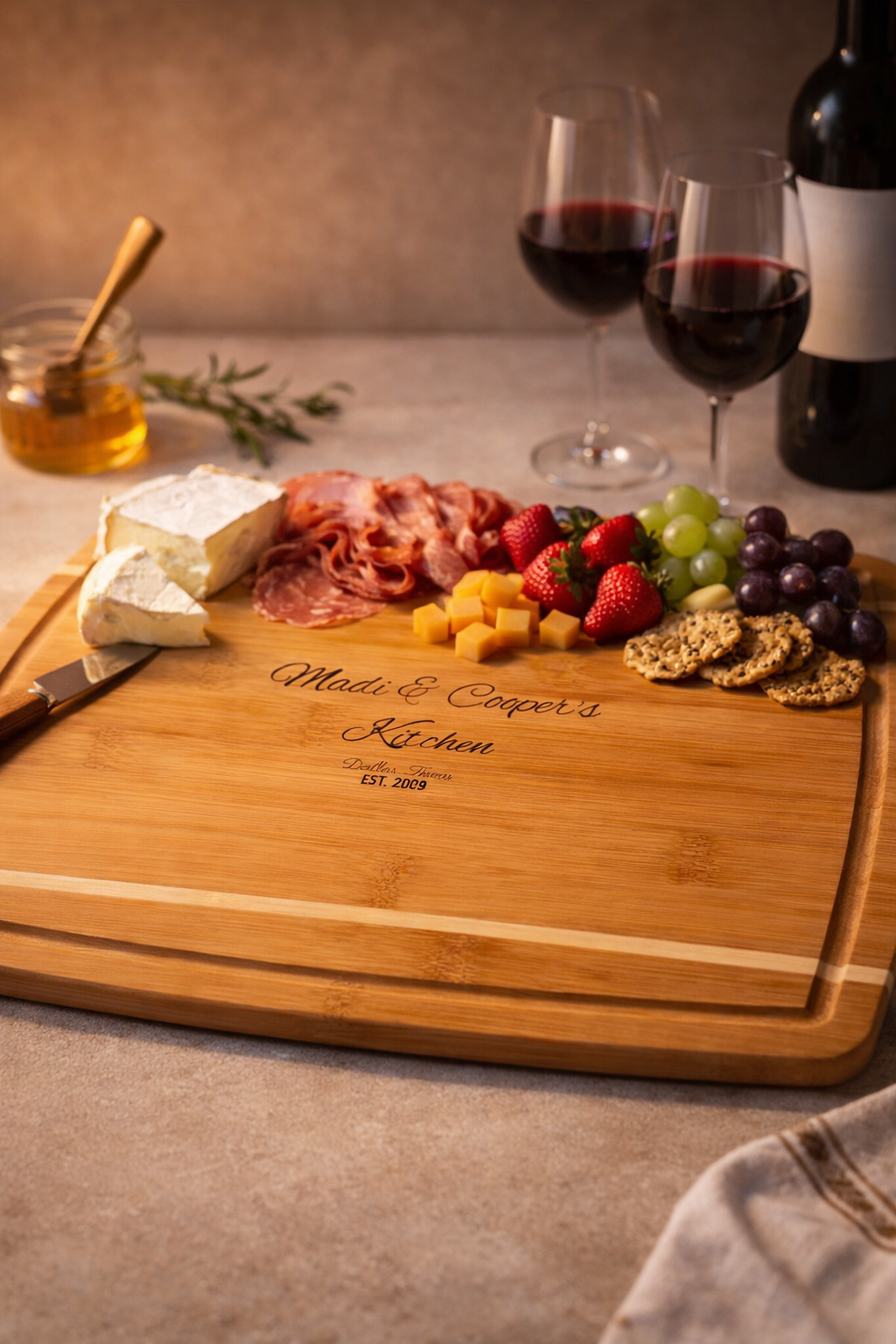 Personalized Bamboo Kitchen Board | Custom Engraved Kitchen Decor | Housewarming Gift | Wedding Gift | Kitchen Display Board