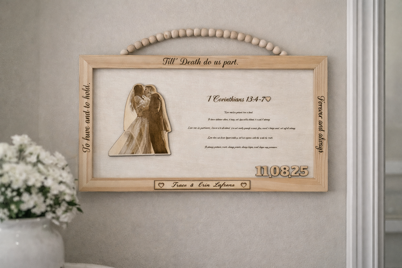 Custom Engraved Wedding Keepsake Frame