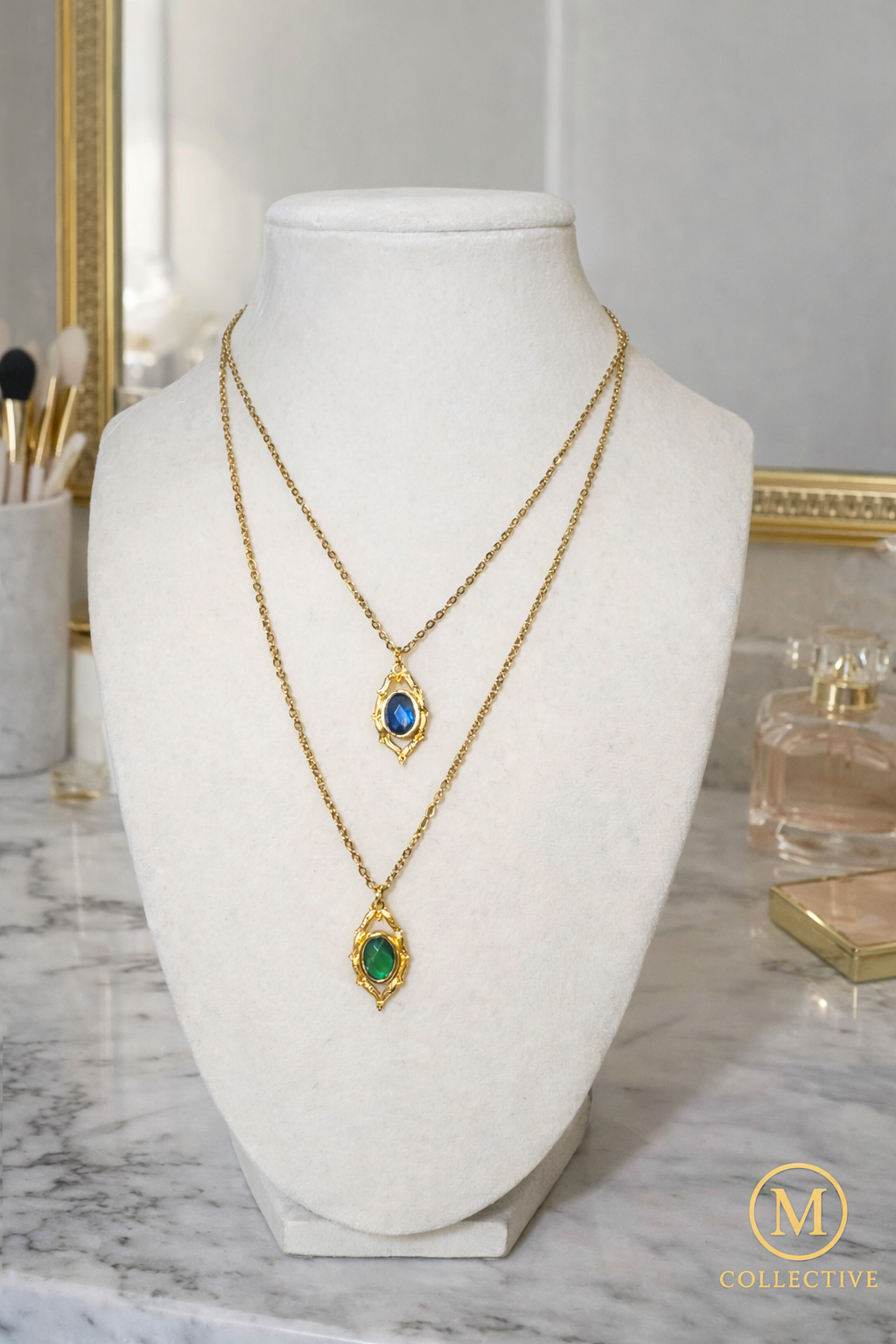 Emerald & Sapphire Luxe Layered Necklace Stack™
Timeless Dual Pendant Statement Set