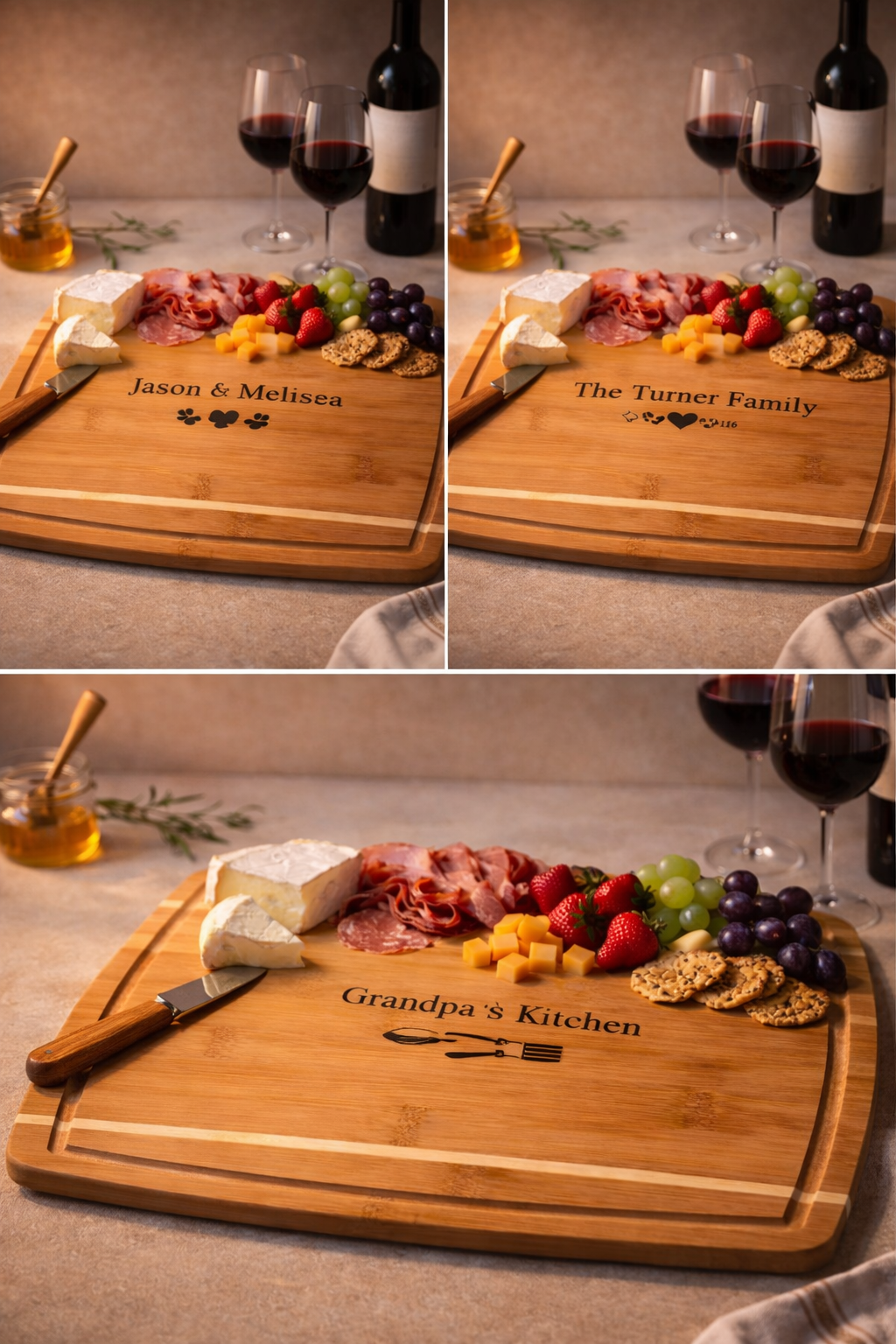 Personalized Bamboo Kitchen Board | Custom Engraved Kitchen Decor | Housewarming Gift | Wedding Gift | Kitchen Display Board