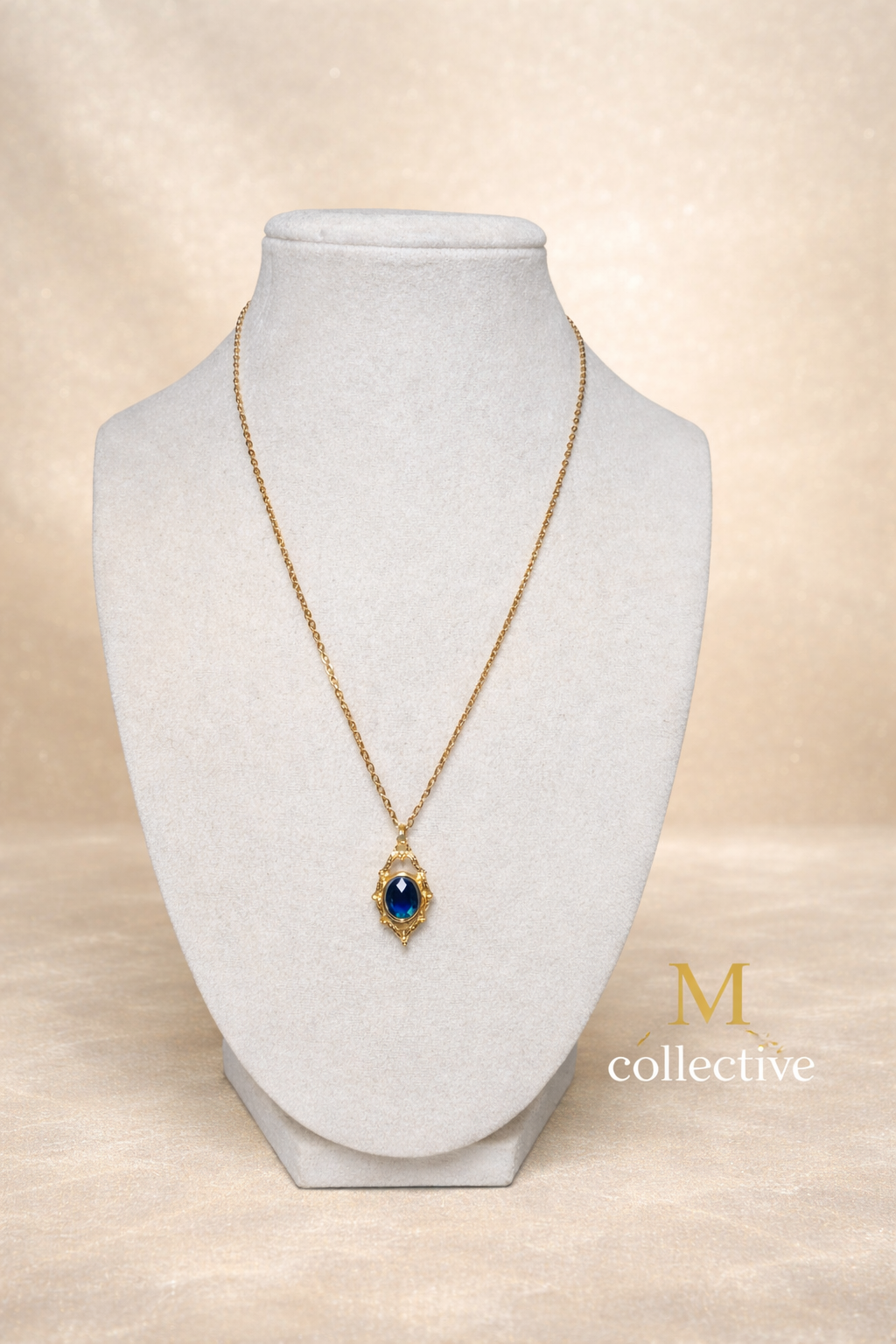 Royal Sapphire Pendant Necklace – Gold Luxe Statement | M Collective™