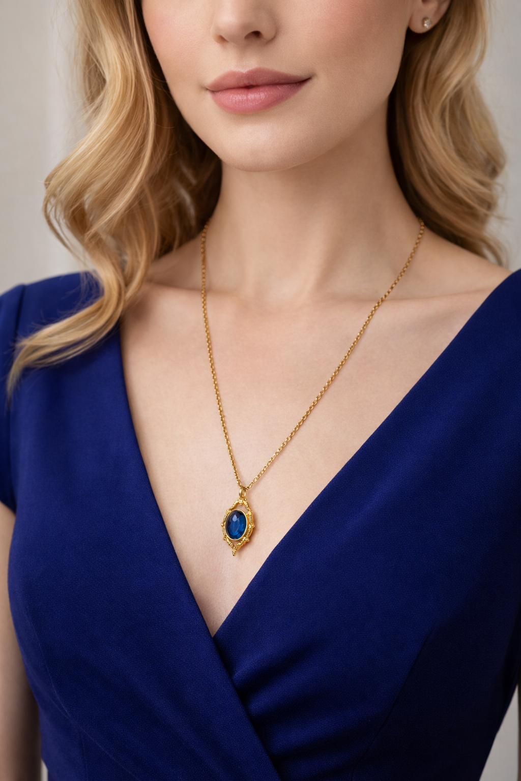 Royal Sapphire Pendant Necklace – Gold Luxe Statement | M Collective™