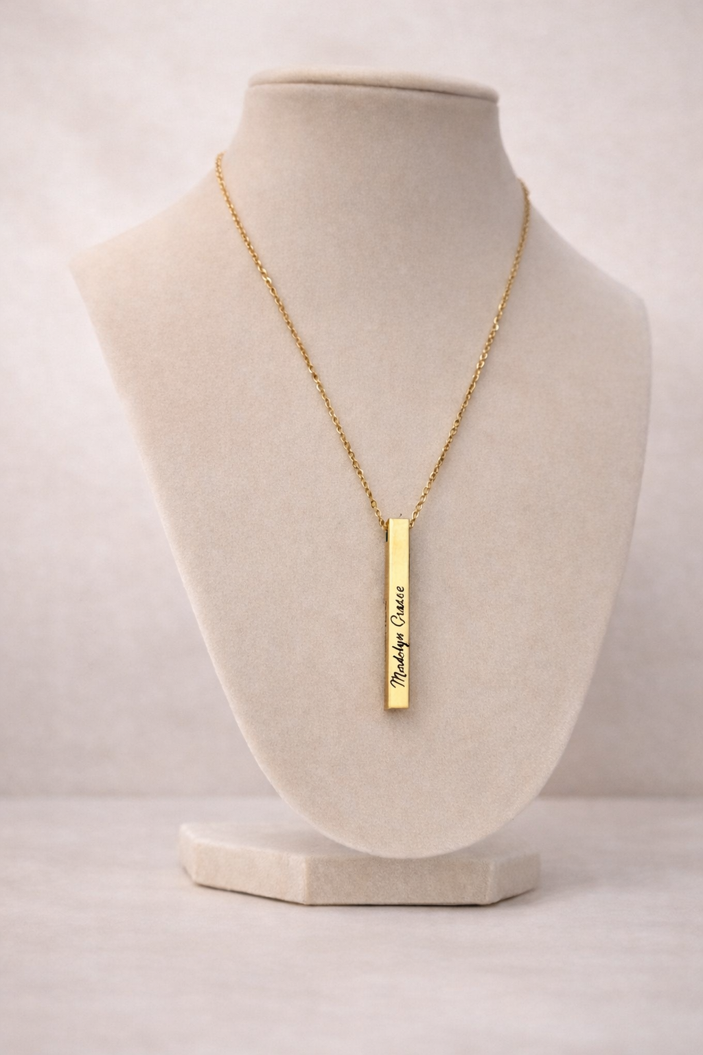Custom Engraved Gold Bar Necklace