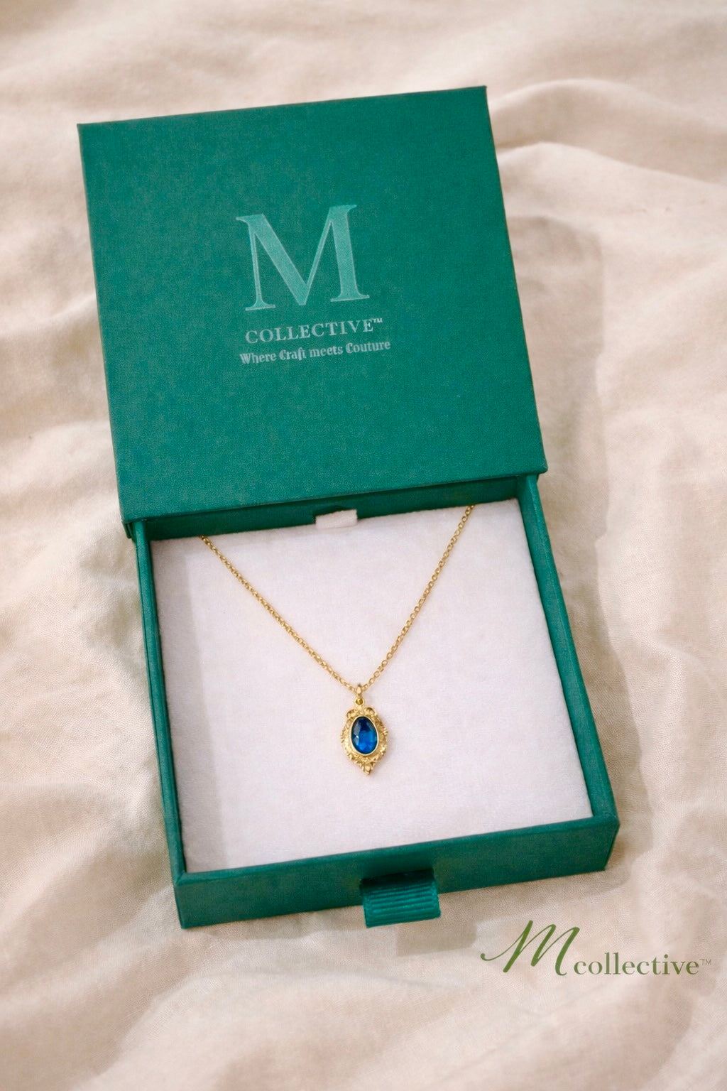 Royal Sapphire Pendant Necklace – Gold Luxe Statement | M Collective™