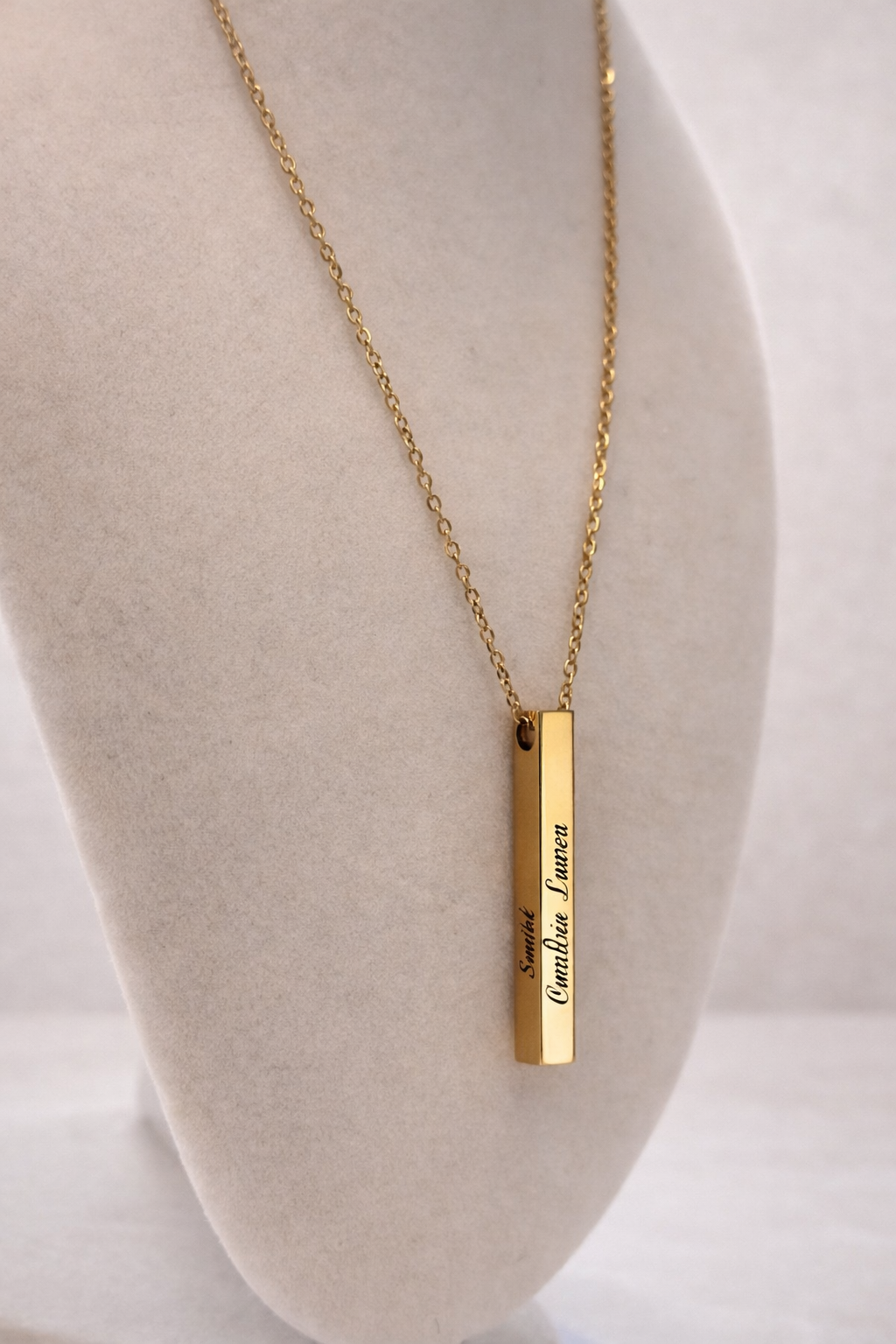 Custom Engraved Gold Bar Necklace