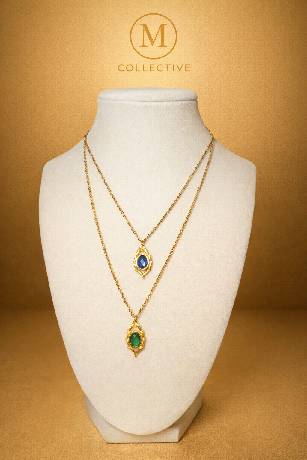 Emerald & Sapphire Luxe Layered Necklace Stack™
Timeless Dual Pendant Statement Set