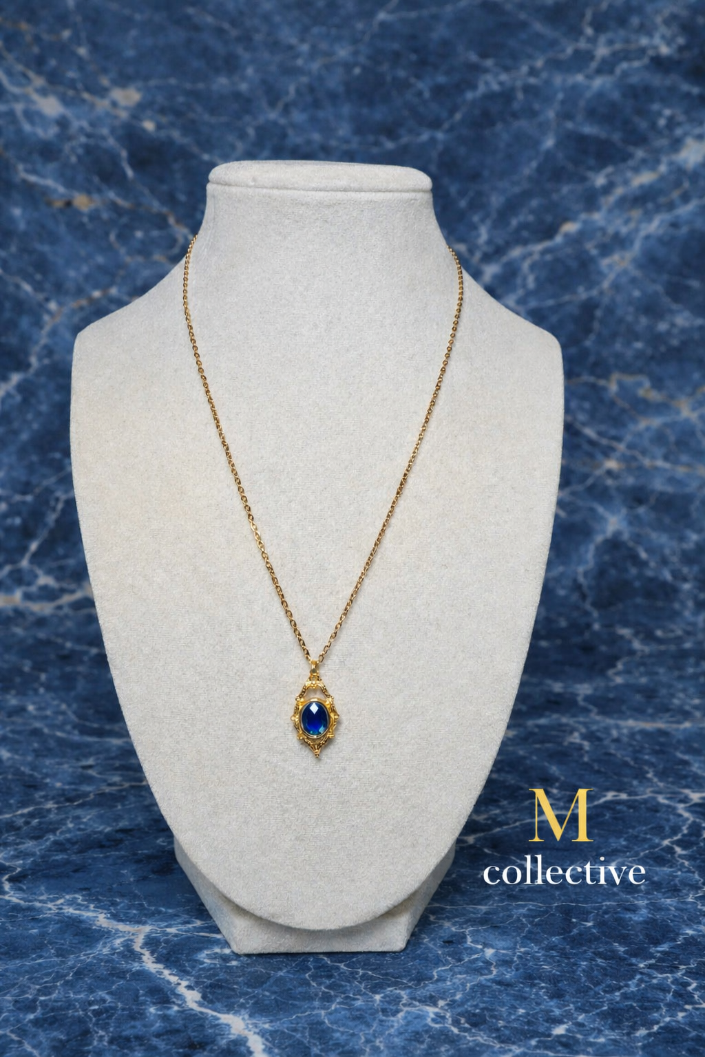 Royal Sapphire Pendant Necklace – Gold Luxe Statement | M Collective™