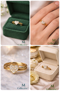 Handmade triple dainty wired, gold plated, diamond heart ring