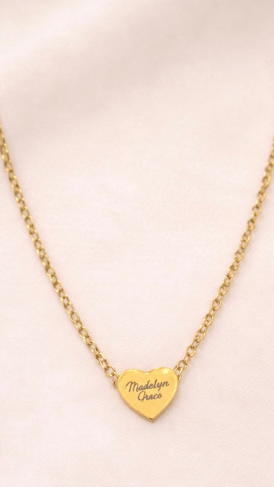 Custom Engraved Gold Heart Necklace