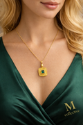 Emerald Luxe Square Pendant Necklace – Gold | M Collective™