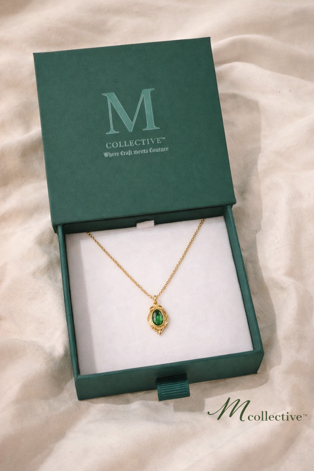 Emerald Heirloom Pendant Necklace – Luxury Gift Box Edition | M Collective™