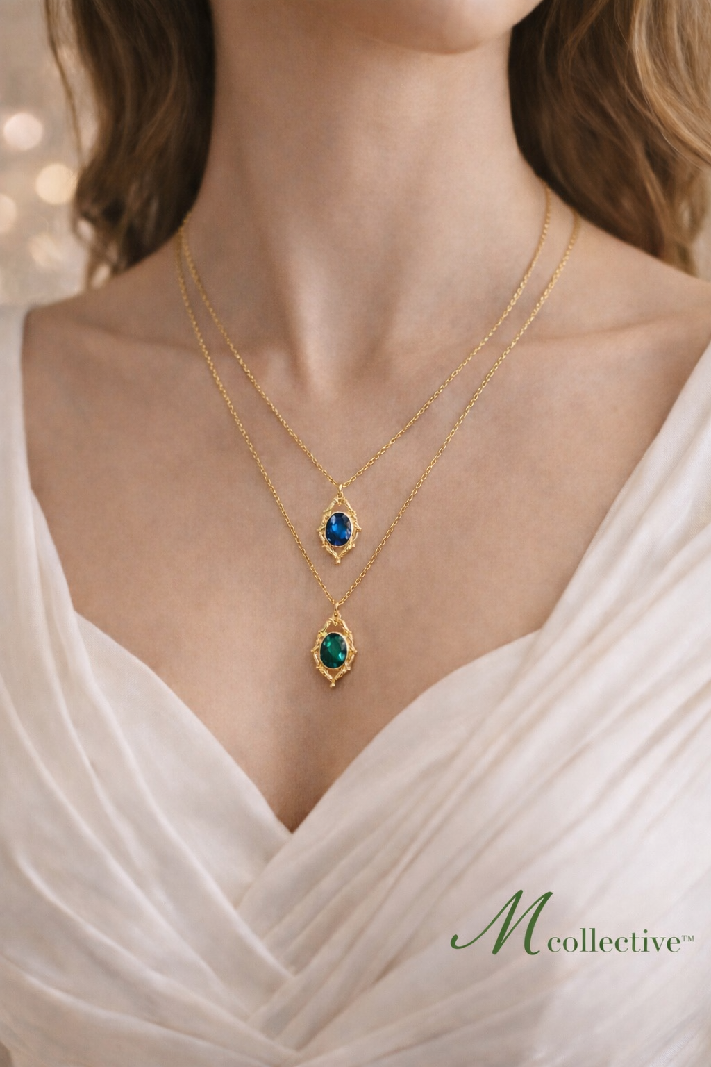 Emerald & Sapphire Luxe Layered Necklace Stack™
Timeless Dual Pendant Statement Set
