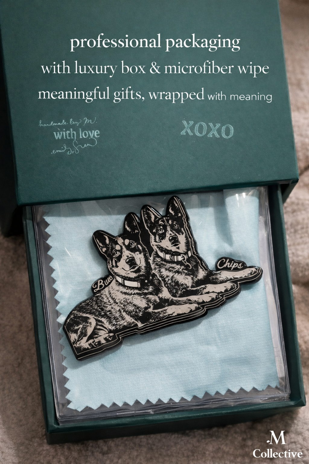 Custom Pet Portrait Magnet | Personalized Dog Keepsake | Luxury Gift with Names