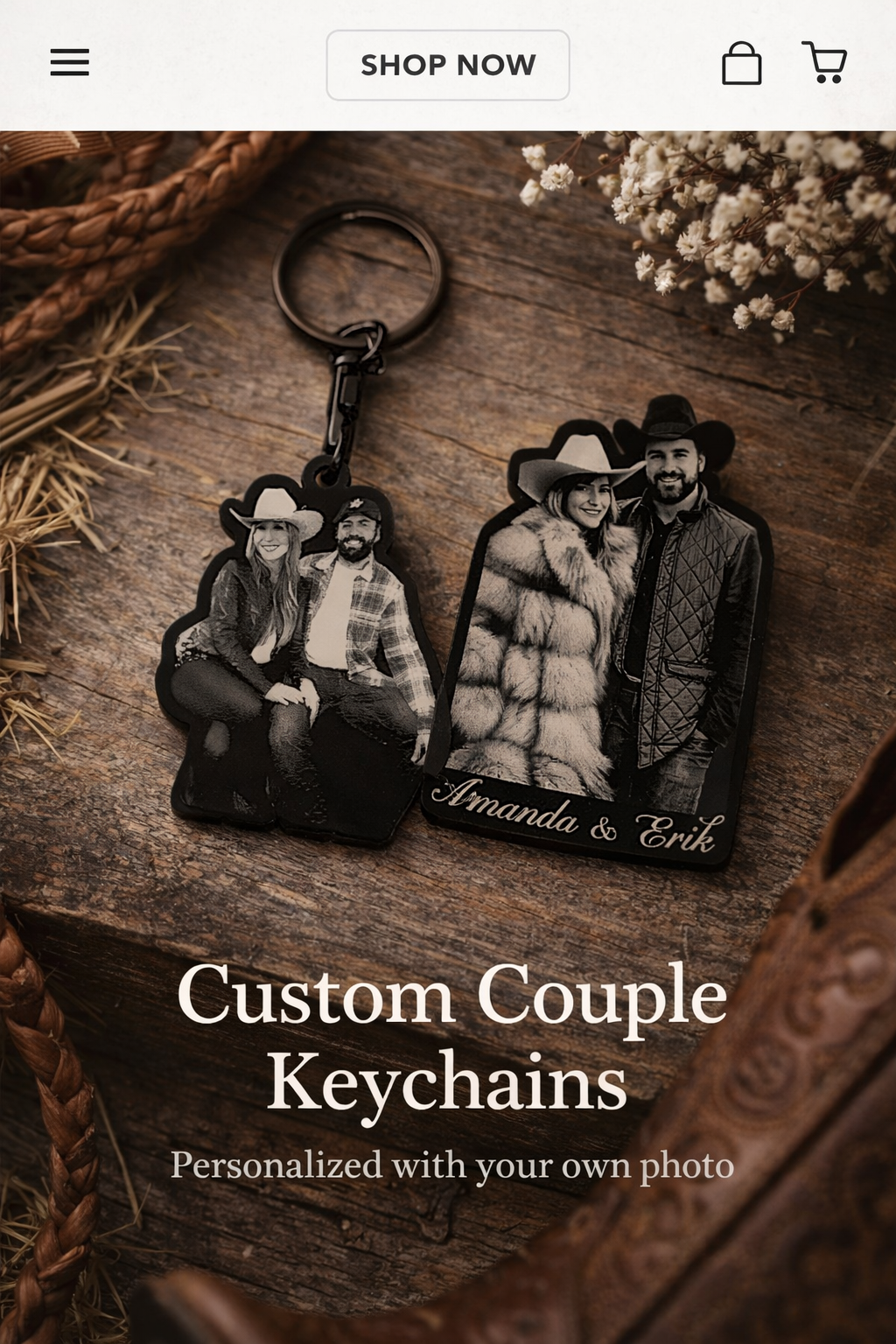 Personalized Couple Photo Keychain – Custom Engraved Keepsake Gift