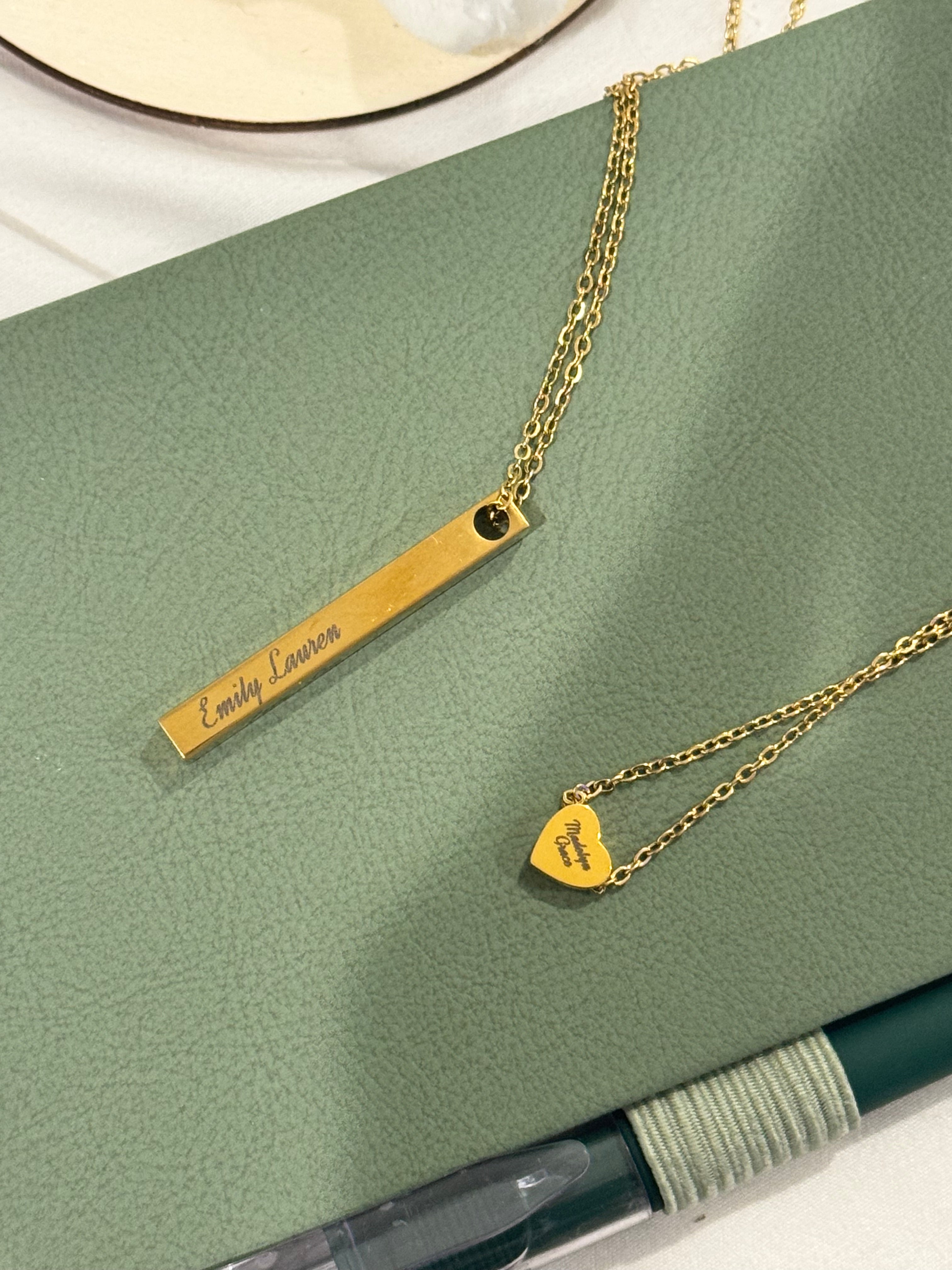 Custom Engraved Gold Heart Necklace