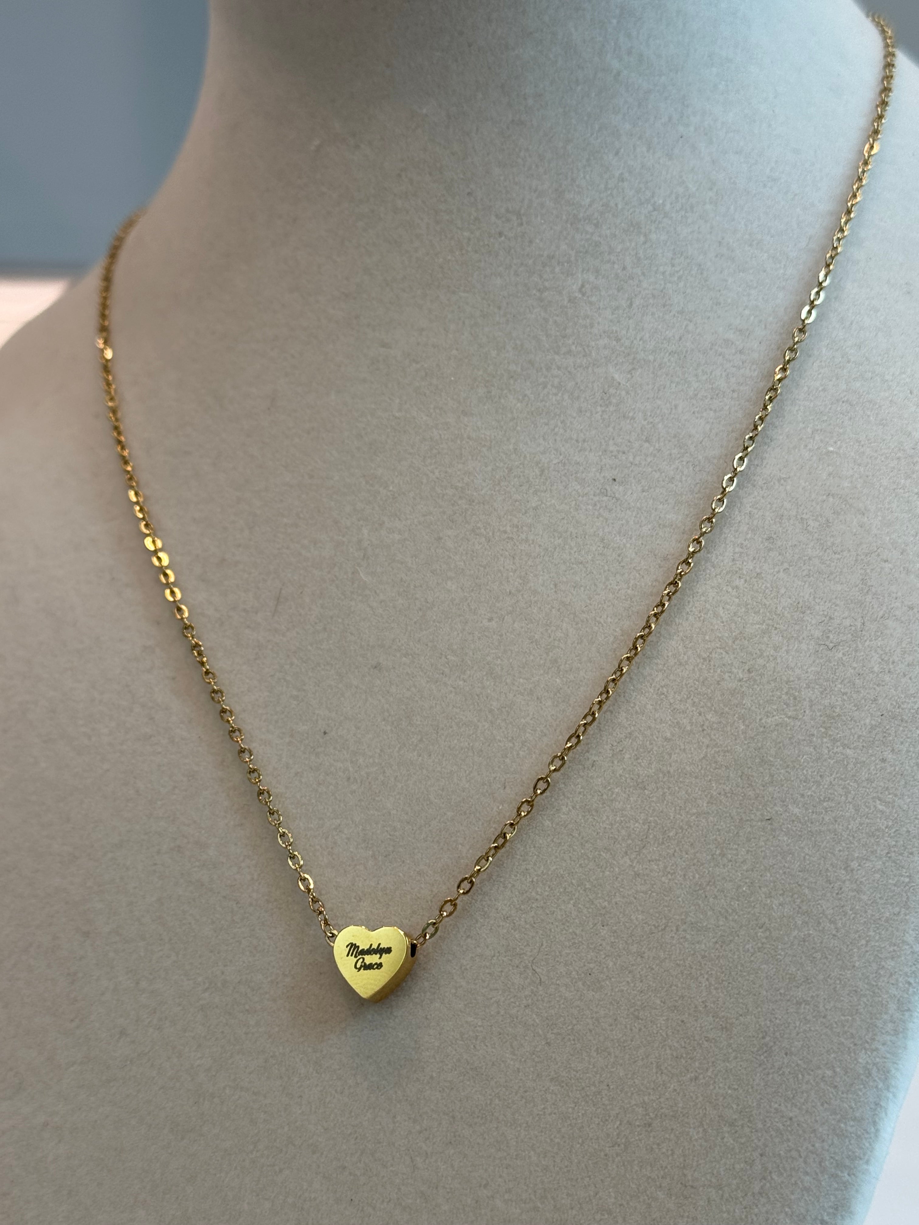 Custom Engraved Gold Heart Necklace