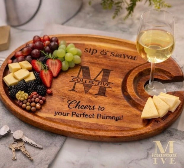 Custom Engraved Charcuterie & Wine Board